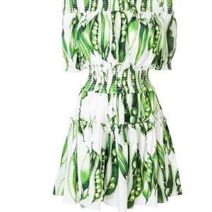 Dolce Gabbana off the shoulder greenpea minidress